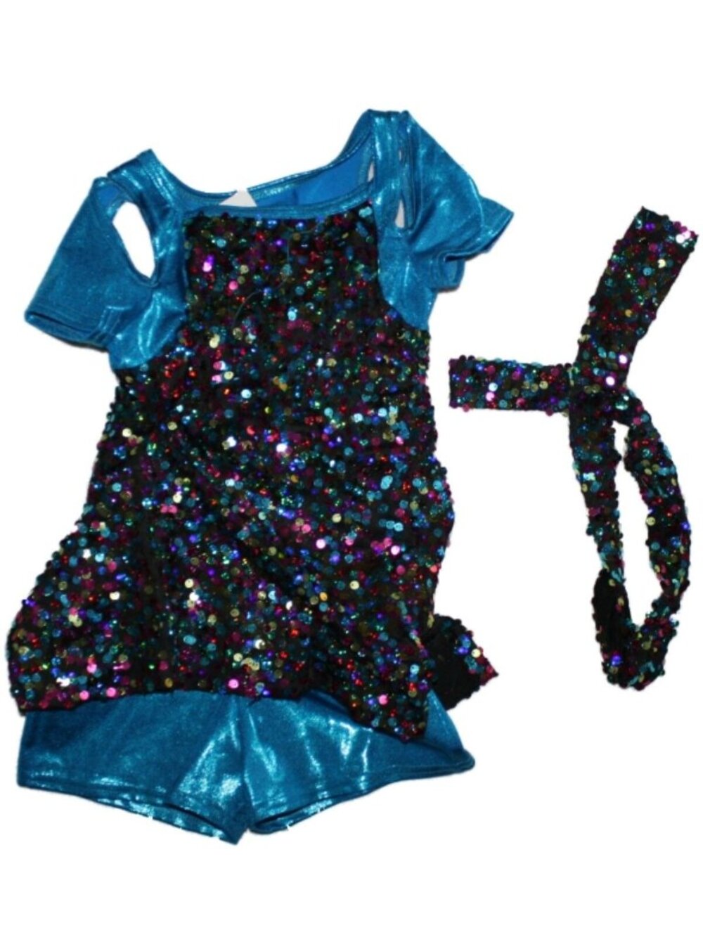 Girl Costume Gallery Blue Sequin Rebel Rouser Jazz Tap Dance Headband Size MC
